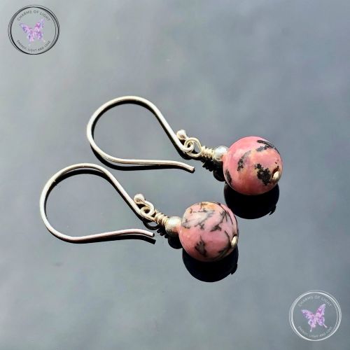 Classical Rhodonite Silver Earrings